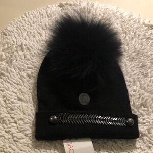 🚨B2G1 New CIAO MILANO Black Pewter Faux Fur Lori Winter Beanie Hat